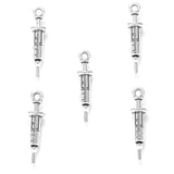 20pcs 5 Colors Doctor Nurse Syringe Charms for Key Buckle Pendants Antique Jewelry Making DIY Handmade Craft 5x24mm J499