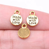 40pcs 11x8mm 2 Colors Antique Silver Color Antique Gold Color Round Made With Love Charms For DIY Jewelry Making