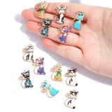 5Pcs Alloy Drip Oil Cat Enamel Pendant 22 * 14mm DIY Necklace Earrings Bracelet Pendant Jewelry Making Accessories W631