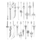 11-20pcs Mixed Styles Antique Knight Sword Anime weapon Charm for Jewelry Making DIY Handmade Weapons Personality Necklace U088