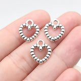 20pcs 14x12mm 2 Colors Antique Bronze Color Antique Silver Color Heart Charms For DIY Jewelry Making