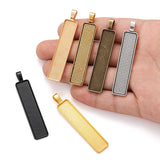5pcs rectangle Necklace Charm DIY Setting Cabochon Cameo Base Tray Bezel Blank Fit 50*10mm Cabochons Jewelry Making 60*12mm C45