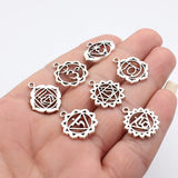 10pcs 22x20mm Antique Silver Color Yoga Om Chakra Charms For DIY Jewelry Making