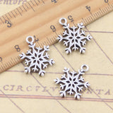 10 Uds. Colgantes de copo de nieve, 21x15mm, colgantes de Color plata antigua, fabricación tibetana, joyería artesanal hecha a mano DIY