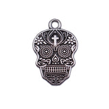 10pcs 22x15mm 2 Colors Antique Silver Color Antique Gold Color Cross-Patterned Skull Charms For DIY Jewelry Making