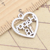 10 Uds. De dijes de corazón feliz 18 ceremonia 22x22mm, colgantes de Color plata antigua, fabricación de joyería tibetana hecha a mano DIY