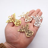 2pcs 58x56mm 4 Colors Kc Gold Color Angels Watching Over Me Charms For DIY Jewelry Making