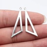 20pcs 40x11mm Kc Gold Color Rhodium Color Hollowed-Out Geometric Triangle Pendant