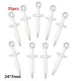 10-50pcs Mixed Styles Antique Knight Sword Anime weapon Charm for Jewelry Making DIY Handmade Weapons Personality Necklace