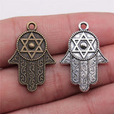 4pcs 28x19mm 2 Colors Antique Bronze Color Antique Silver Color Hand With Star Of David Charms For DIY Jewelry Making