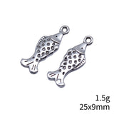 10pcs 25x9mm 2 Colors Antique Bronze Color Antique Silver Color Fish Charms For DIY Jewelry Making