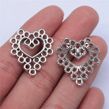 10pcs 26x24mm Antique Silver Color Hollow Love Earring Connector For DIY Jewelry Making Handmade Jewelry Findings