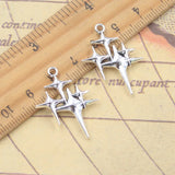 10 Uds. De dijes de estrella del norte Polestar, 29x23mm, colgantes de Color plata antigua, fabricación de joyería tibetana hecha a mano DIY