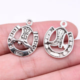 10pcs 25x19mm Gun Black Color Cowboy Boots Horse Shoe Charms For DIY Jewelry Making