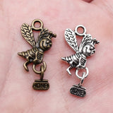 10pcs 19x12mm 2 Colors Antique Bronze Color Antique Silver Color Bee Carrying Honey Charms For DIY Jewelry Making