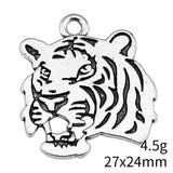 4pcs 27x24mm 2 Colors Antique Bronze Color Antique Silver Color Tiger Charms For DIY Jewelry Making