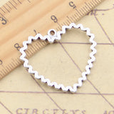 Colgantes de plata tibetana de 29x33mm con forma de corazón Irregular, 10 piezas, fabricación de joyas antiguas, artesanía hecha a mano