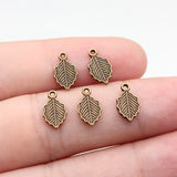 40pcs 10x6.1mm 2 Colors Antique Bronze Color Antique Silver Color Leaf Charms For DIY Jewelry Making