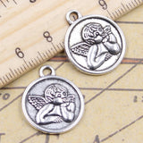 Colgantes de plata tibetana de Ángel Cupido, fabricación de joyas antiguas, bricolaje, artesanía hecha a mano, 10 piezas, 22x19mm