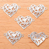 15pcs 5Color Double hole heart shaped Charm for Bracelet Necklace earring Pendant  DIY Handmade Jewelry Accessories 27*19mm A128