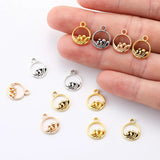 40pcs 4 Color Sea Wave Charms Round Pendant For Bracelets Necklace Jewelry Making DIY Handmade Alloy Accessorie 13.5x11mm B1109