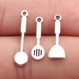 40pcs 19x6.7mm/18x5.5mm/23x5.7mm Antique Silver Color Spatula Charms For DIY Jewelry Making