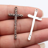 10pcs 47x21mm 2 Colors Antique Silver Color Antique Copper Color Hammered Cross Pendant For DIY Jewelry Making