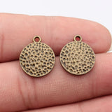 10pcs 18x15mm Hammered Round Tag Charms For DIY Jewelry Making