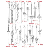 11-20pcs Mixed Styles Antique Knight Sword Anime weapon Charm for Jewelry Making DIY Handmade Weapons Personality Necklace U088