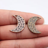 10pcs 25x19mm 2 Colors Antique Bronze Color Antique Copper Color Hammered Moon Charms For DIY Jewelry Making