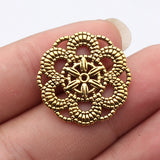 5pcs 26x26mm 3 Colors Antique Bronze Color Antique Silver Color Antique Gold Color Round Flower Charms