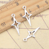 30 Uds. De dijes de estrella del norte, 23x10mm, colgantes de Color plata tibetana, fabricación de joyería antigua, artesanía hecha a mano DIY