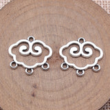 20 conectores para pendientes de nubes auspiciosas de estilo chino, color plata antigua, de 18 x 20 mm, para hacer joyas DIY.