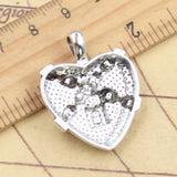 Colgantes de plata tibetana con forma de corazón, joyería antigua, manualidades hechas a mano, 5 piezas, 33x26mm
