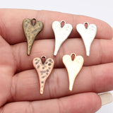 10pcs 27x14mm 5 Colors Hammered Long Heart Charms For DIY Jewelry Making