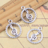 20 piezas dijes nota Musical 22x18mm colgantes de Color plata antigua para hacer joyería tibetana hecha a mano DIY