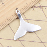 10 Uds. De dijes de cola de ballena grande, 28x30mm, colgantes de Color plata antigua, fabricación artesanal, joyería tibetana hecha a mano