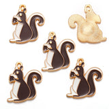 5PCS Enamel Squirrel Pinecone Charms Alloy Animal for Earrings Bracelet necklaces Pendants DIY Jewelry Making accessories W420
