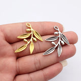5pcs 39x30mm 2 Colors Antique Silver Color Gold Color Peace Olive Charms For DIY Jewelry Making
