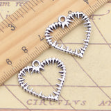 20 piezas dijes espinas corazón ronquito 24x24mm colgantes de Color plata antigua DIY hacer joyería tibetana hecha a mano