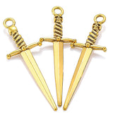 10pcs 5 Color Alloy Antique Knight Sword Charms for Jewelry Making DIY Handmade game Weapons Personality Necklace Pendant