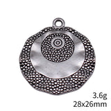 6pcs 28x26mm 2 Colors Antique Bronze Color Antique Silver Color Multi-Layered Patterned Uneven Round Pendant