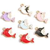 10pcs 15*20mm 6 colors Enamel Alloy dolphin Charm Earring Pendant DIY Keychain Necklace Jewelry Accessories W474