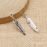 10pcs 5x28mm 2 Colors Antique Bronze Color Antique Silver Color Feather Charms For DIY Jewelry Making