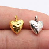 10pcs 16x12x7mm 2 Colors Antique Silver Color Gold Color 3D Hammered Heart Charms For DIY Jewelry Making