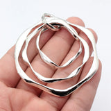 1pcs 71x70mm 2 Colors Antique Silver Color Rhodium Color Three-Layered Irregular Hammered Circle Pendant