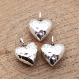 10pcs 16x12x7mm 2 Colors Antique Silver Color Gold Color 3D Hammered Heart Charms For DIY Jewelry Making