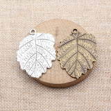 2pcs 50x35mm 2 Colors Antique Bronze Color Antique Silver Color Leaf Charms For DIY Jewelry Making