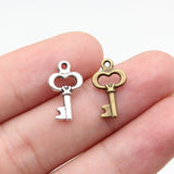 40pcs 16x9mm 2 Colors Antique Bronze Color Antique Silver Color Small Key Charms For DIY Jewelry Making