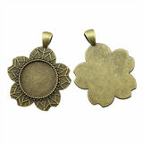 4pcs Fit 20mm Antique Bronze Color Round Flower Style Cameo Cabochon Base Setting For DIY Jewelry Making
